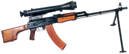 Фото ручного пулемета  Калашникова РПК-74 с НСПУ (прицелом ночного видения)